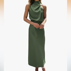 PrettyGarden Olive Satin Formal Dress